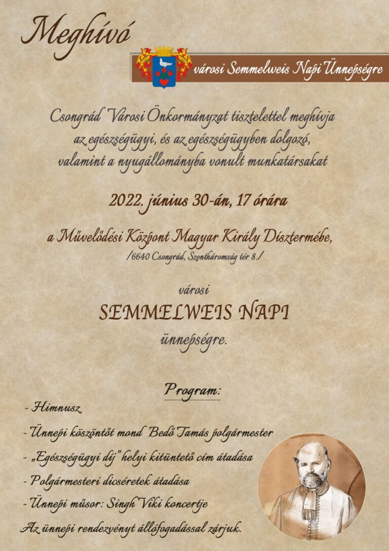Cikk kép: Semmelweis napi ünnepség - Meghívó